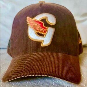 Goodlyfe Supply Brown Crest Corduroy Cap with Embroidered Logo Rose Vznary